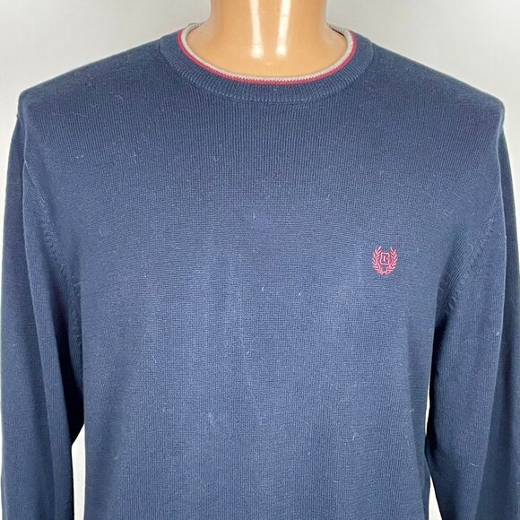 NWT Y2K Chaps Ringer Sweater Sz L Ralph Lauren Navy Cotton Preppy Old Money - Picture 2 of 6